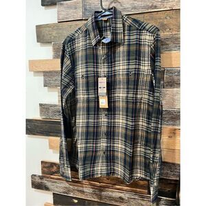 Tailor Vintage NWT army telluride Plaid Long Sleeve Men Button Down Shirt sz S